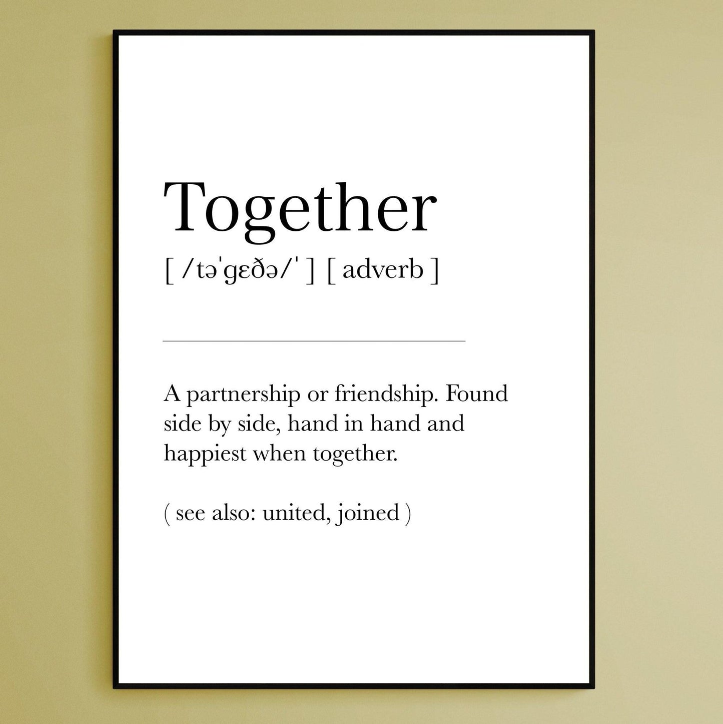 Together Definition Print - 98typesDefinitions