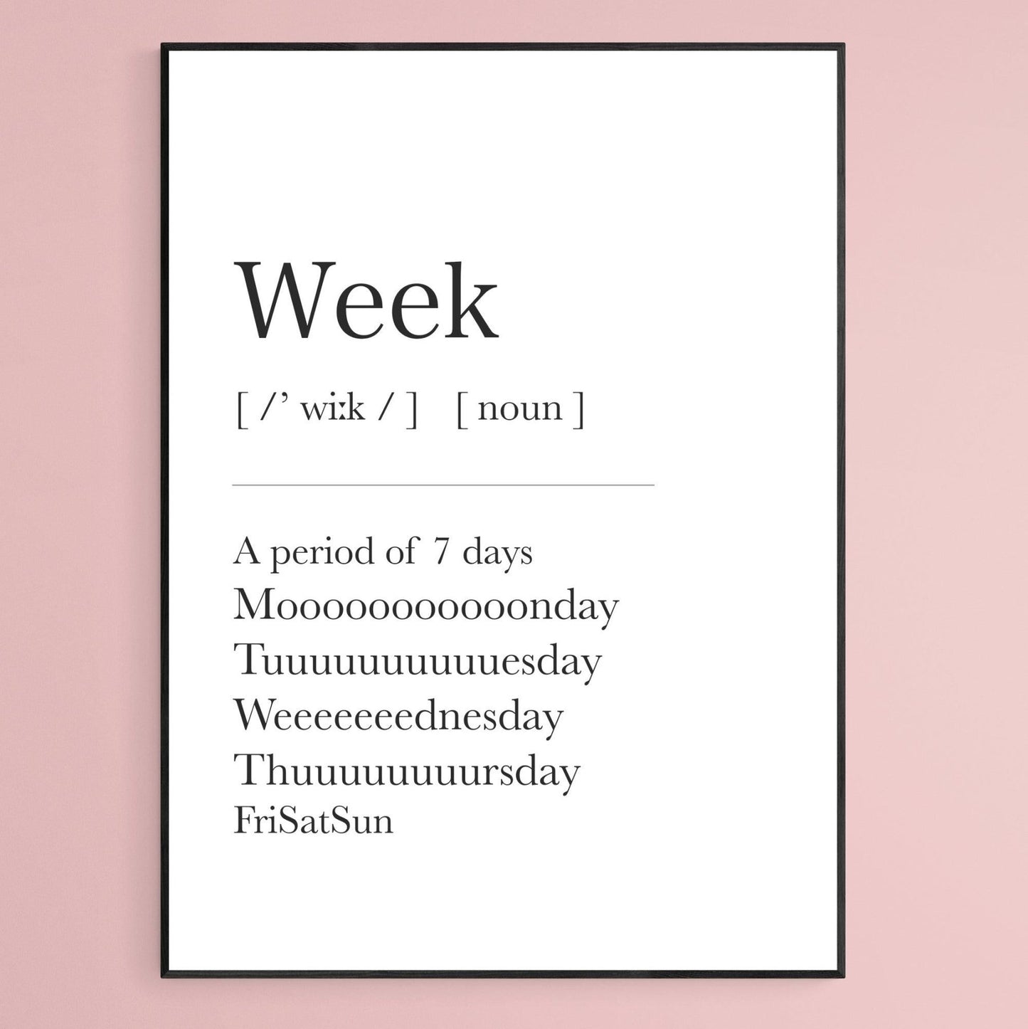 Week Definition Print - 98types