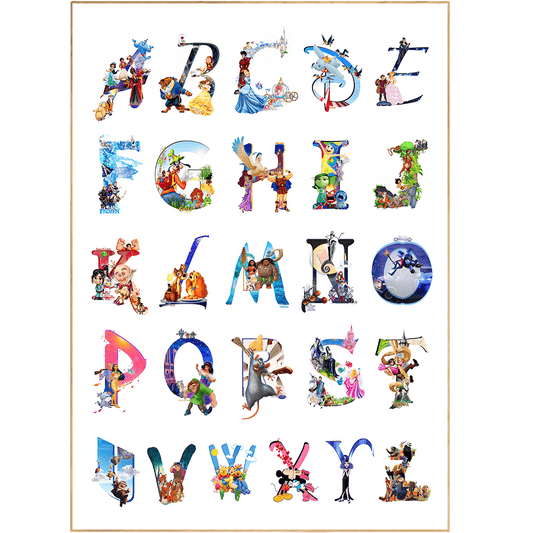Alphabet Disney Poster | Letters A-Z - 98types