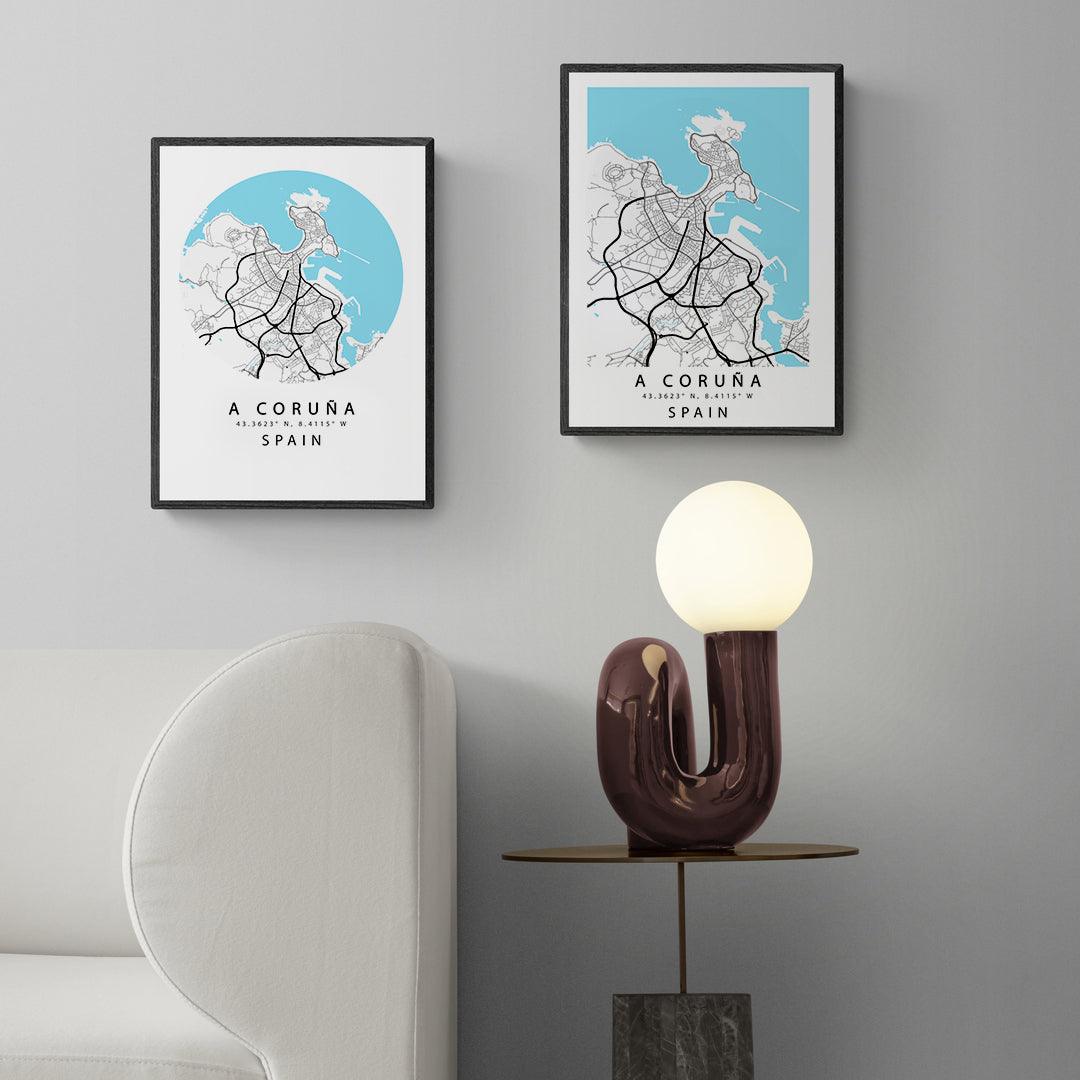 A Coruña Street Map Poster - 98types