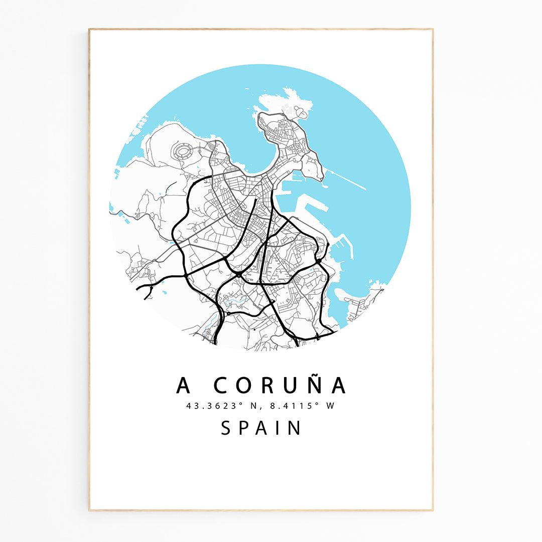 A Coruña Street Map Poster - 98types