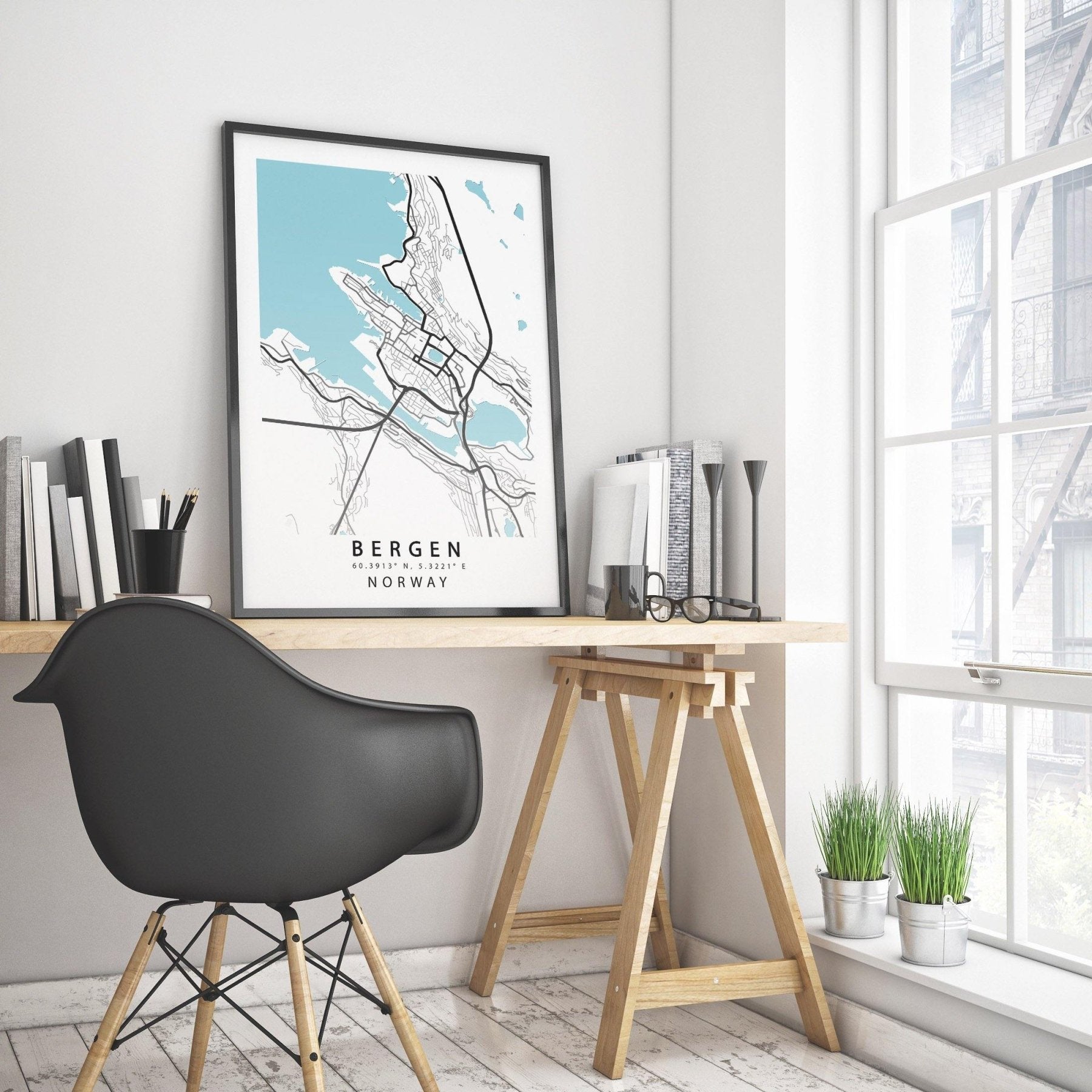 BERGEN Norway Map Print - 98types