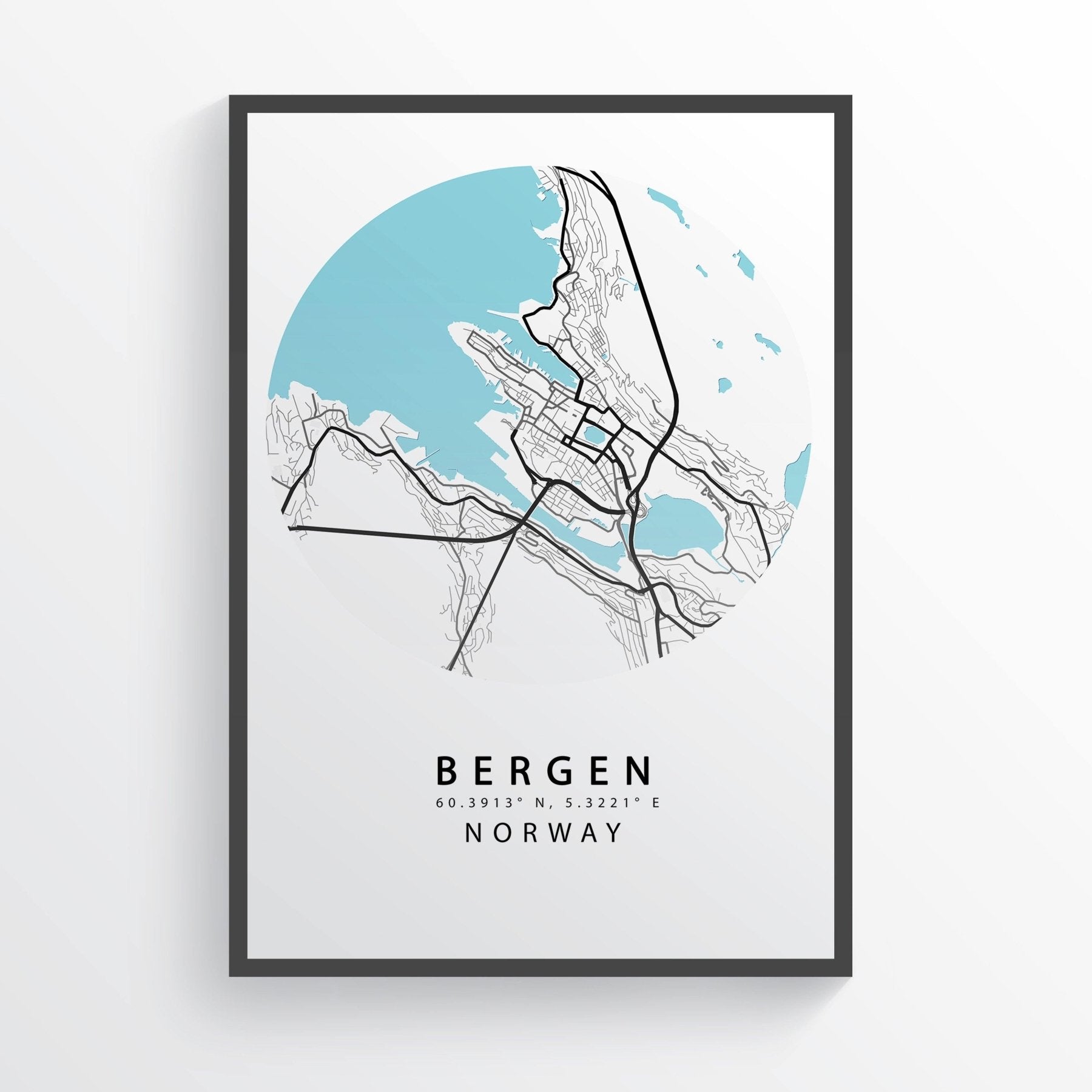 BERGEN Norway Map Print - 98types