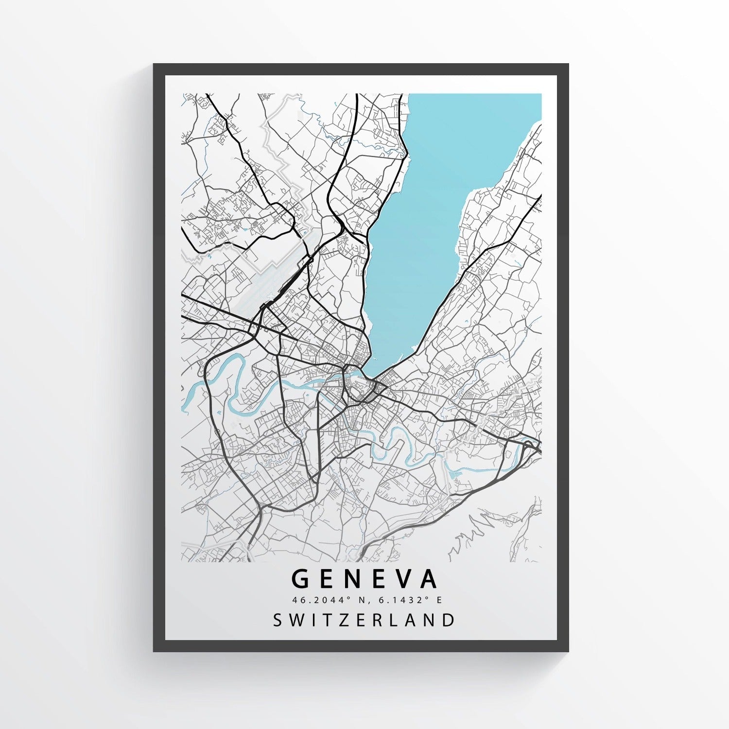 GENEVA Switzerland Map Print - 98types