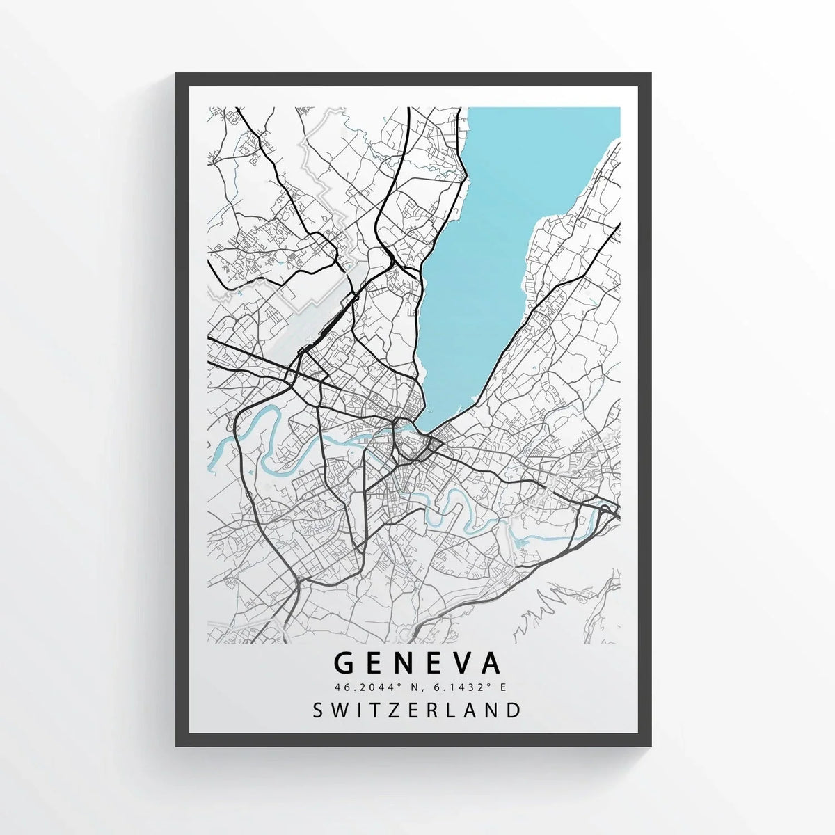 GENEVA Switzerland Map Print - 98types