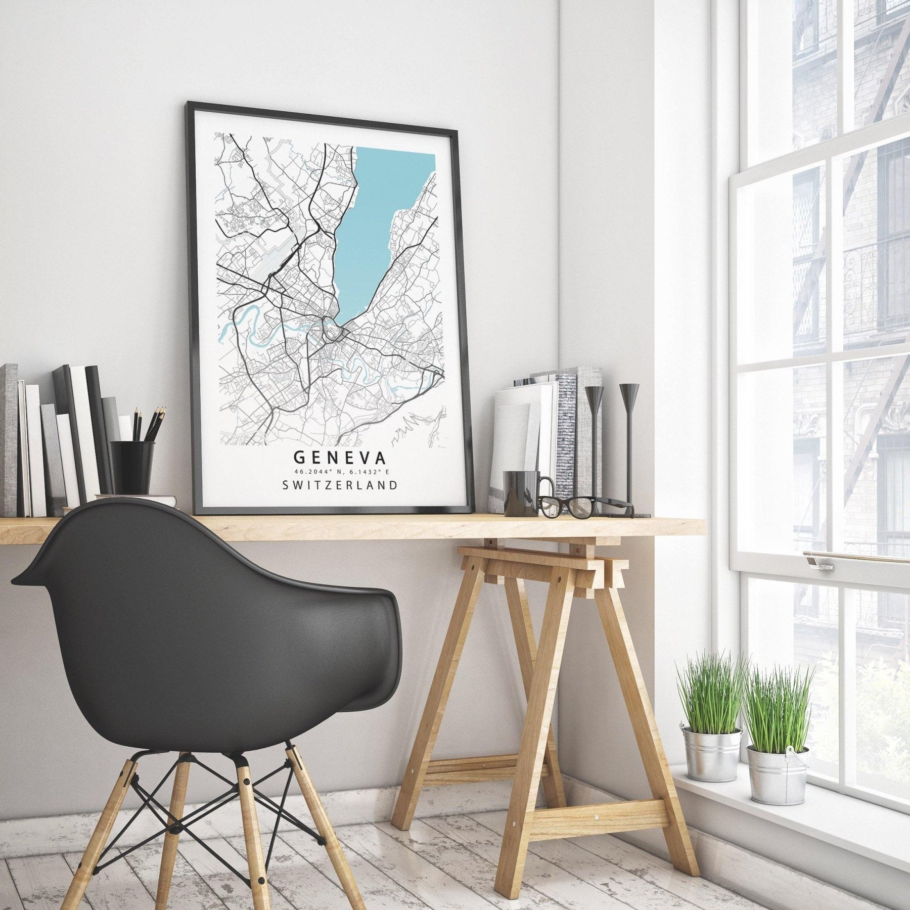 GENEVA Switzerland Map Print - 98types