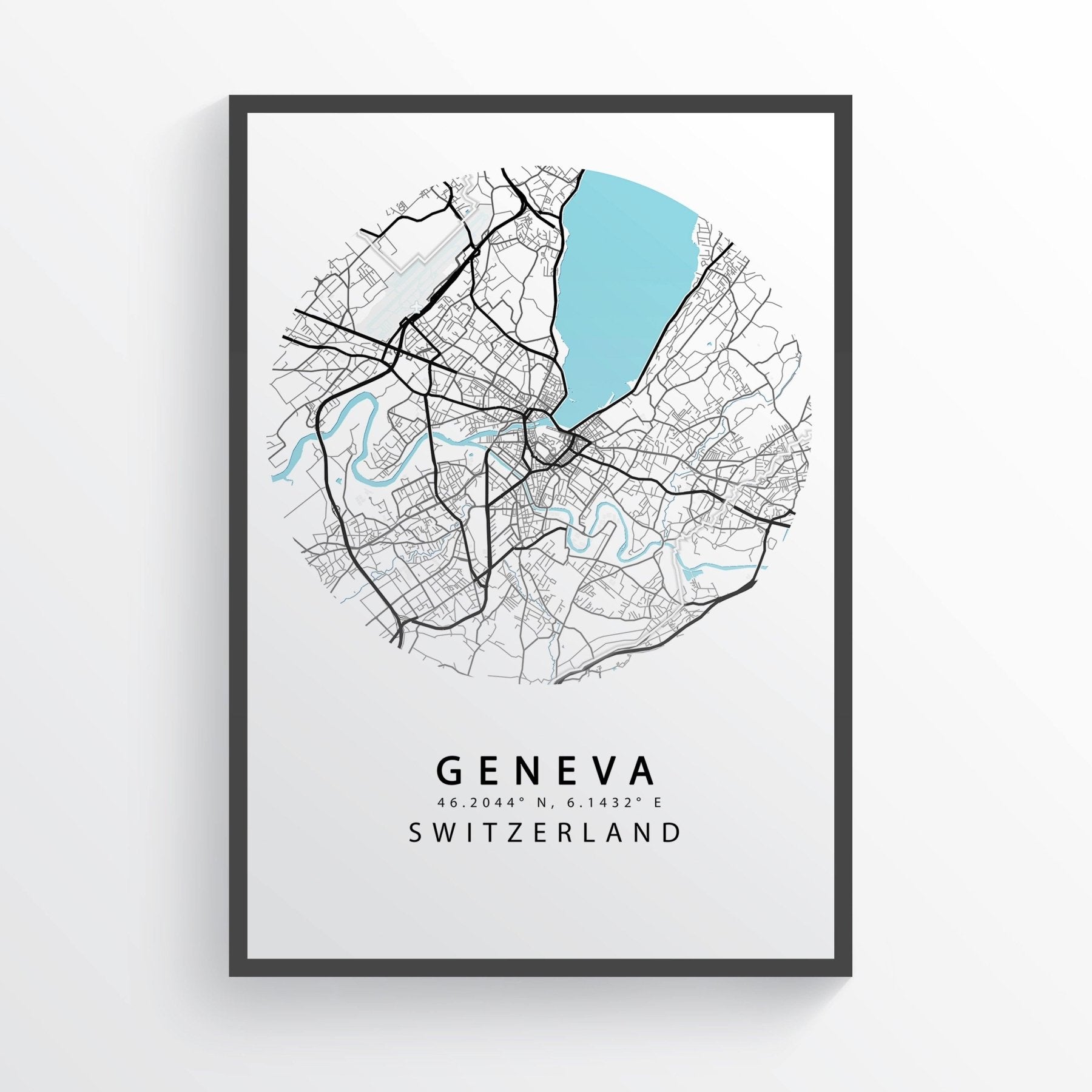 GENEVA Switzerland Map Print - 98types