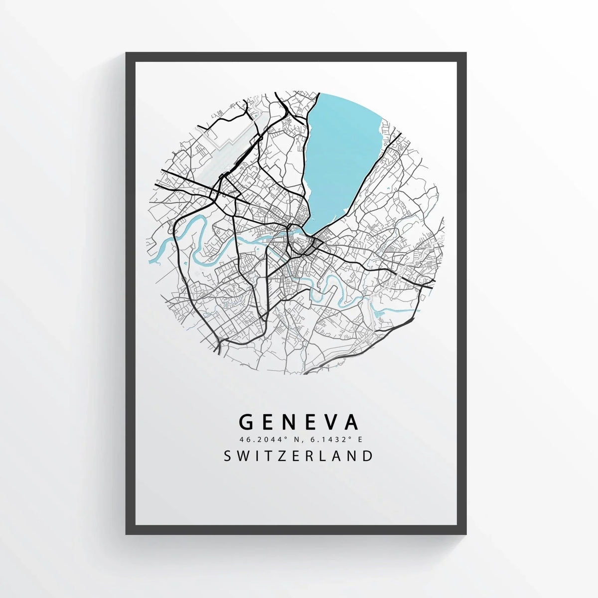 GENEVA Switzerland Map Print - 98types