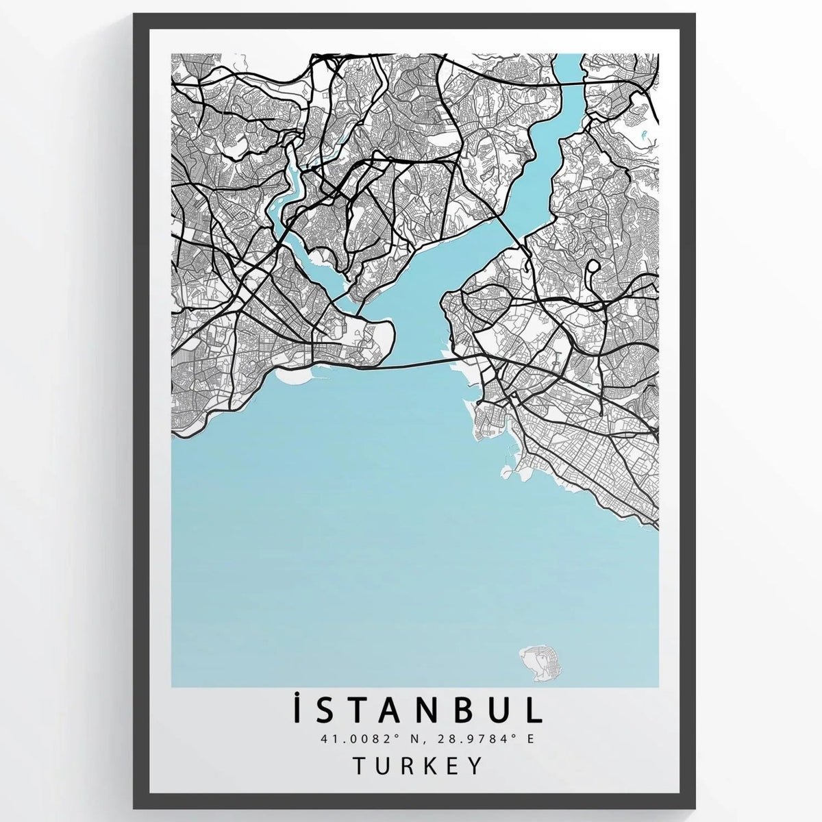 Istanbul City Map Print - Turkey Street Map Wall Art Poster UK by 98types