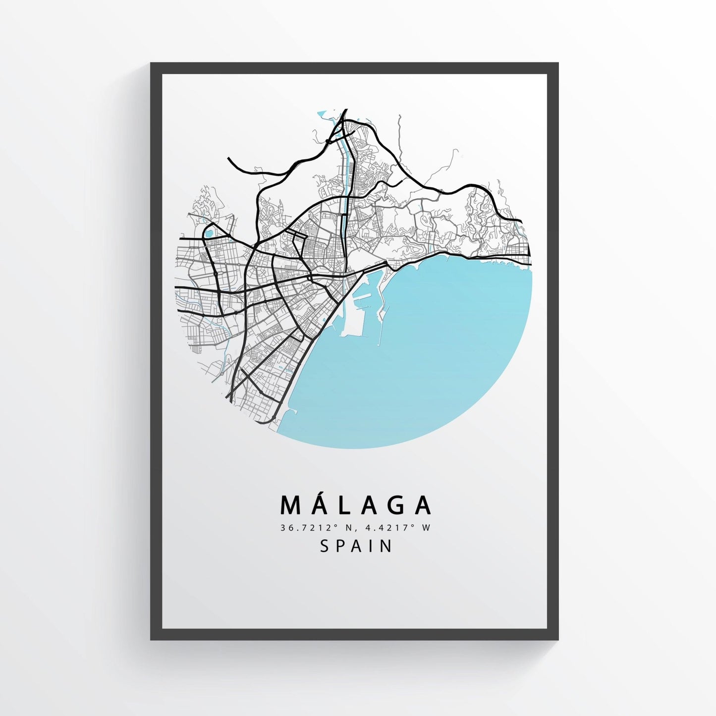 MALAGA Street Map Print - 98typesEurope Maps