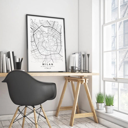Milan City Map Print - Italy Street Map Wall Art Poster UK by 98types