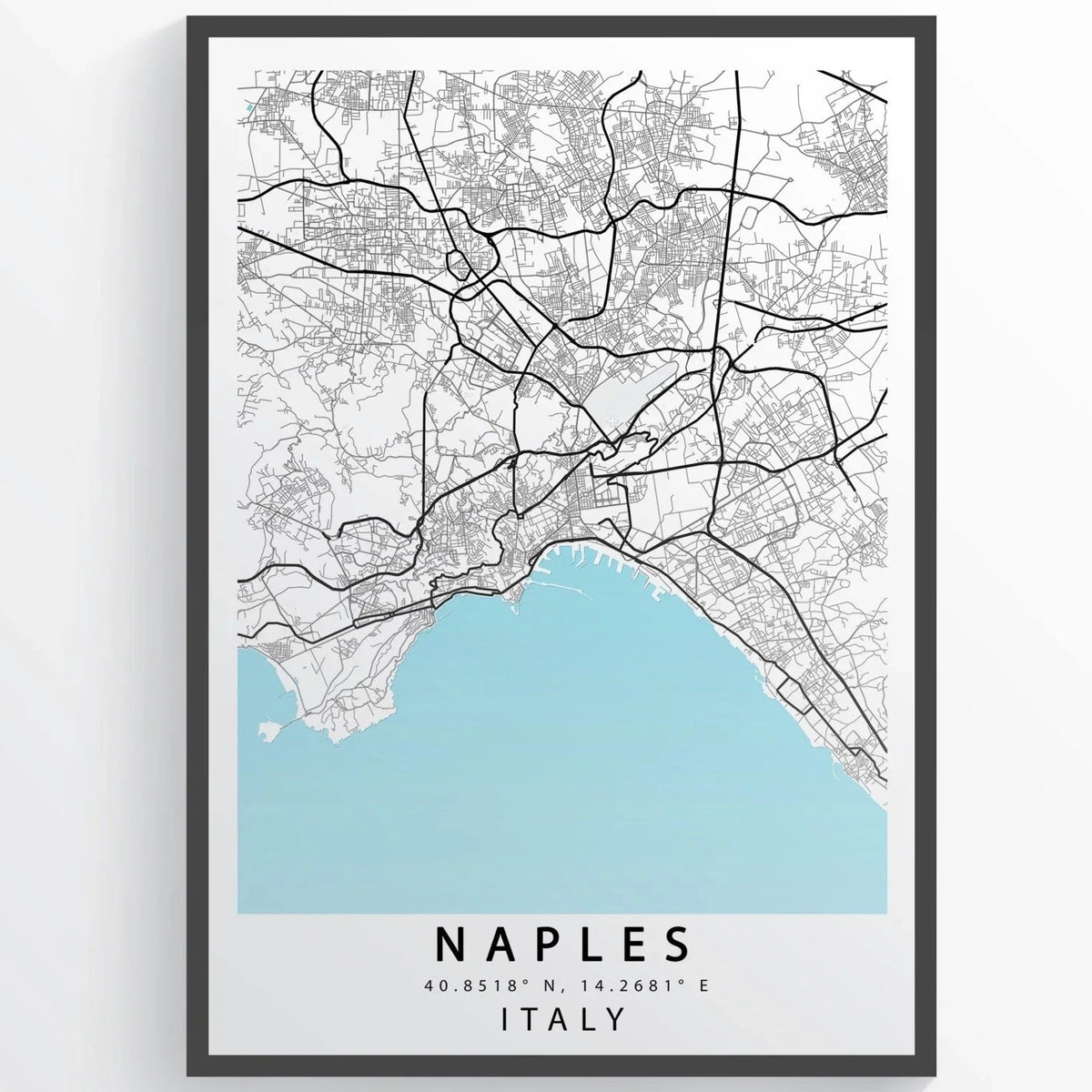 Naples City Map Print - Italy Street Map Wall Art Poster UK by 98types