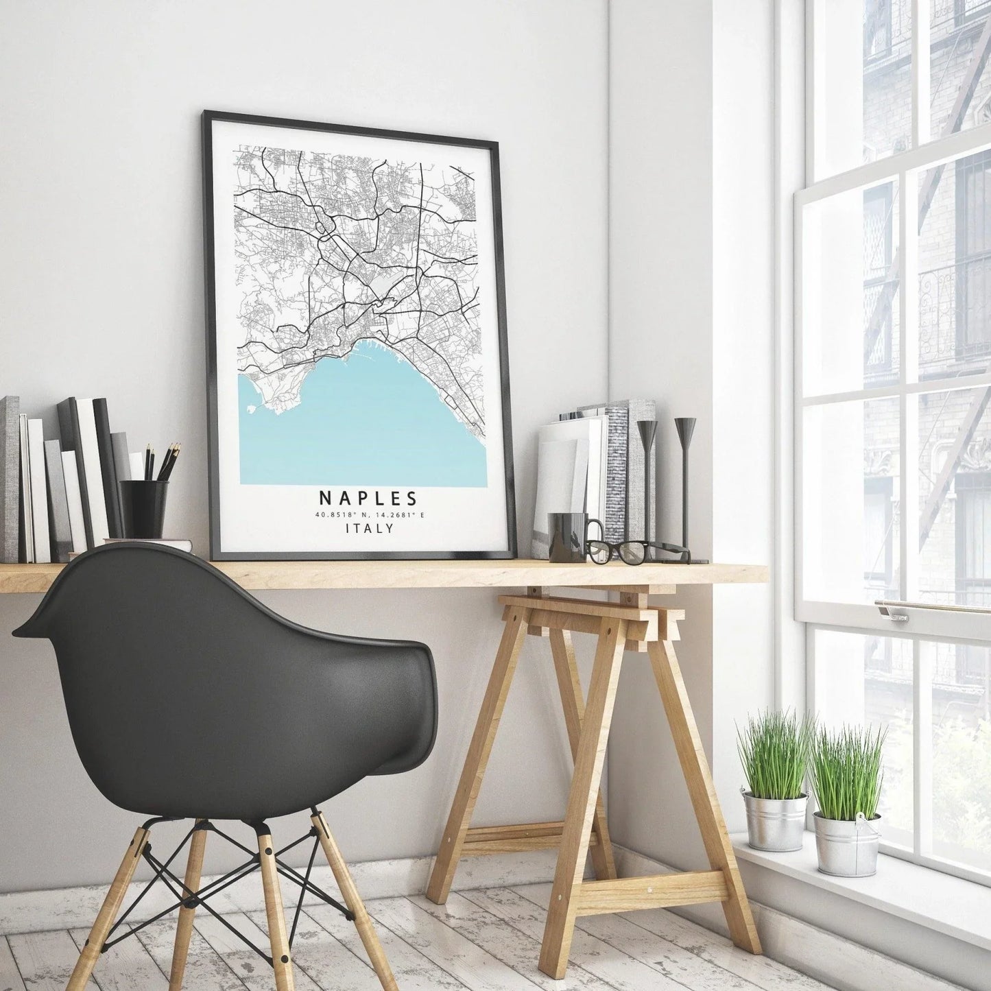 Naples City Map Print - Italy Street Map Wall Art Poster UK by 98types
