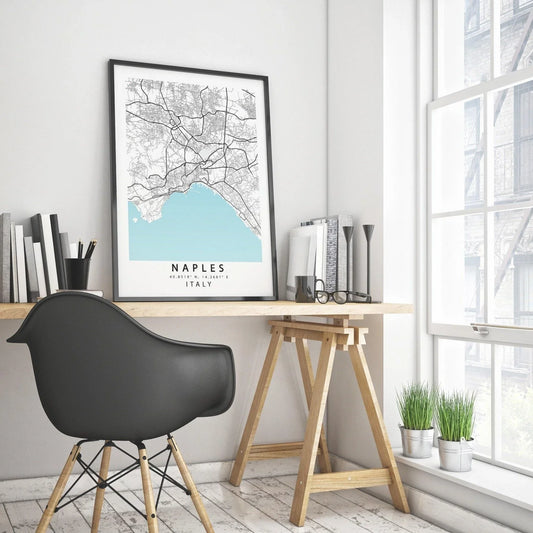 Naples City Map Print - Italy Street Map Wall Art Poster UK by 98types