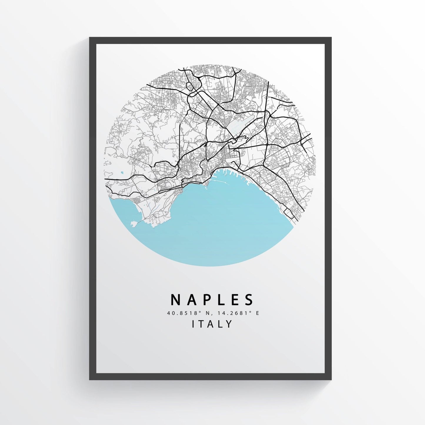 NAPLES Area Italy Map Print - 98typesEurope Maps