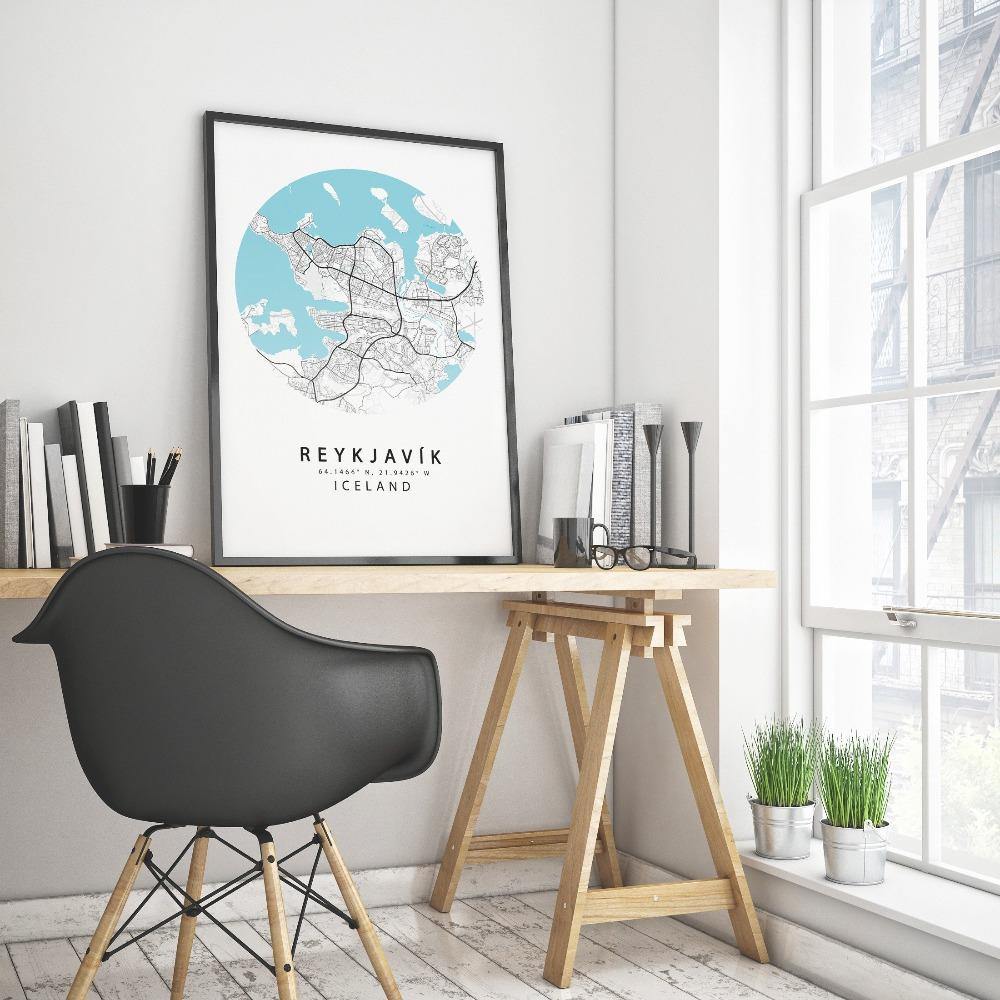 REYKJAVIK Iceland Map Print - 98typesEurope Maps