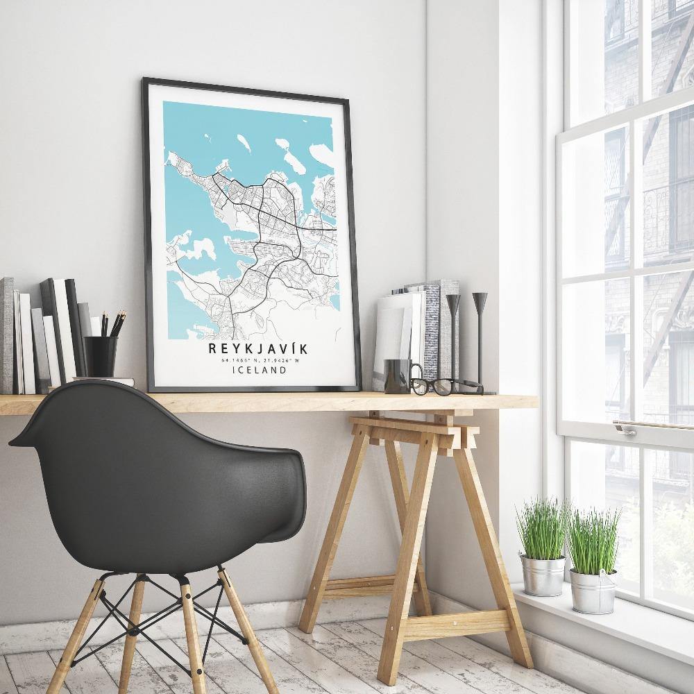 REYKJAVIK Iceland Map Print - 98typesEurope Maps
