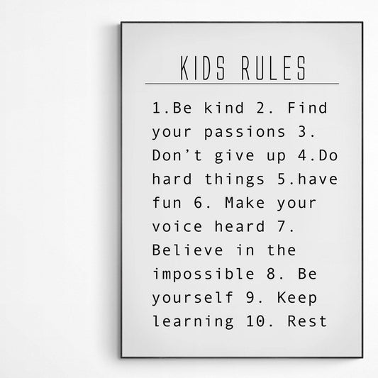 Kids Rules House Print - 98types