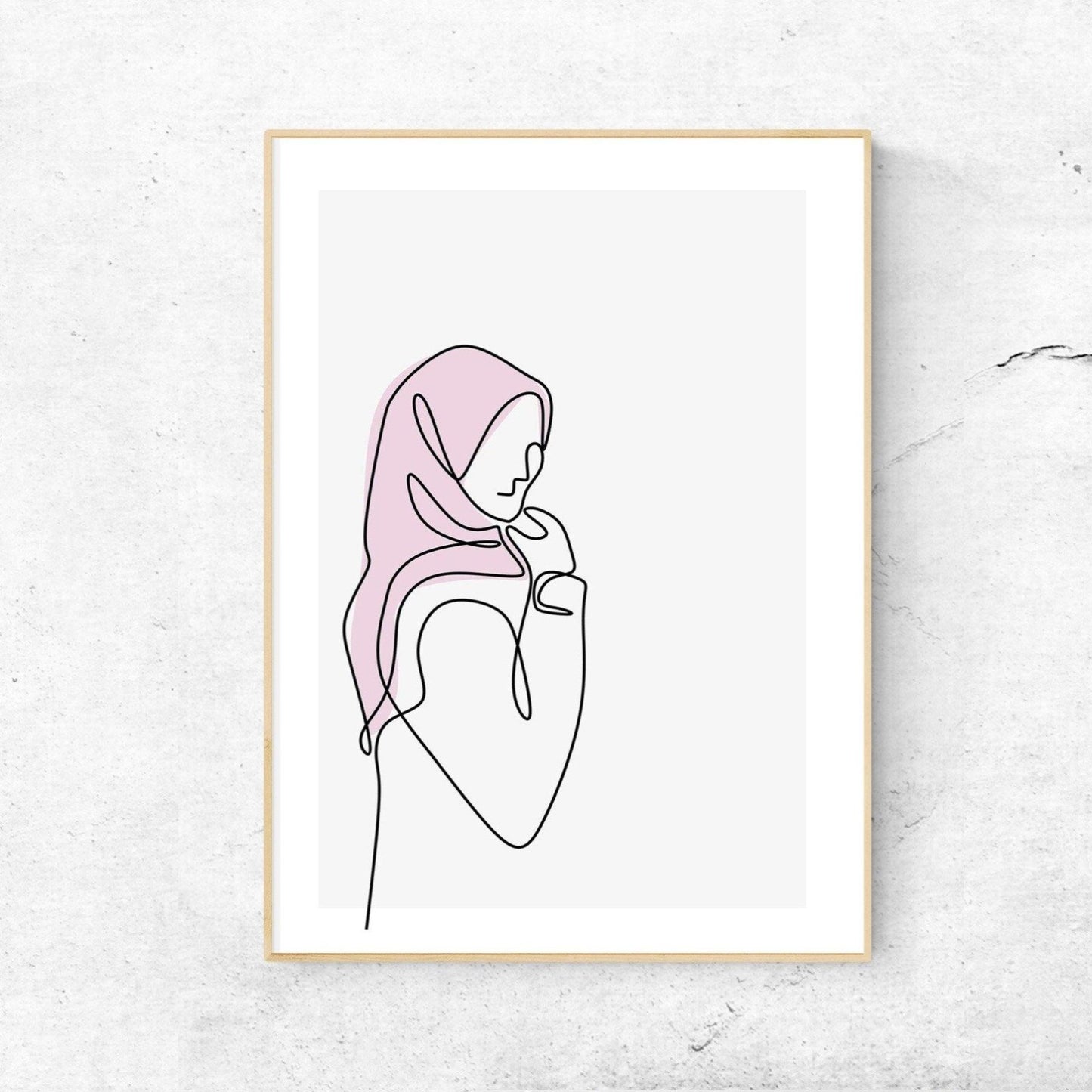 Elegant woman in pink Line Art Print - 98typesLine Art