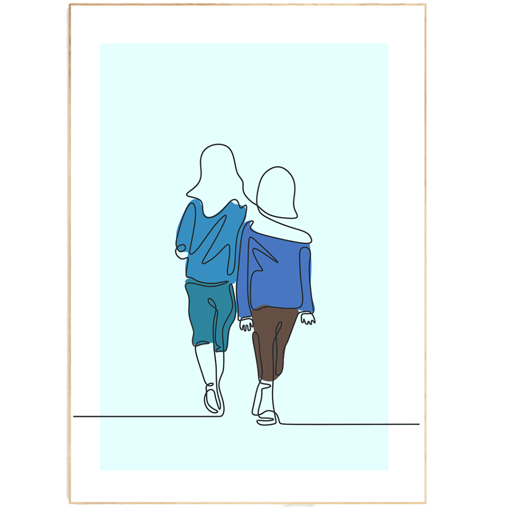 Friends Brothers Always Line Art Print - 98typesLine Art