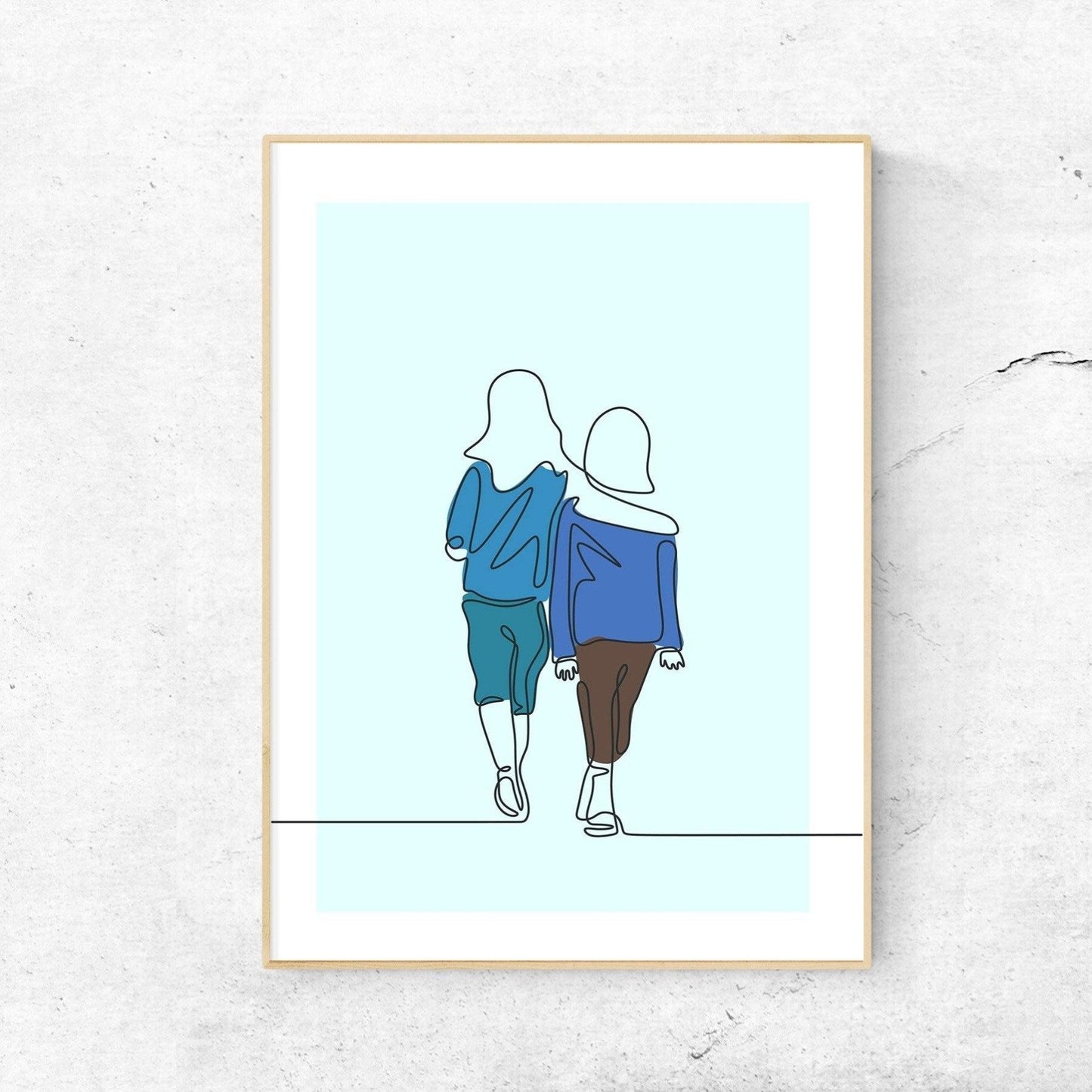 Friends Brothers Always Line Art Print - 98typesLine Art