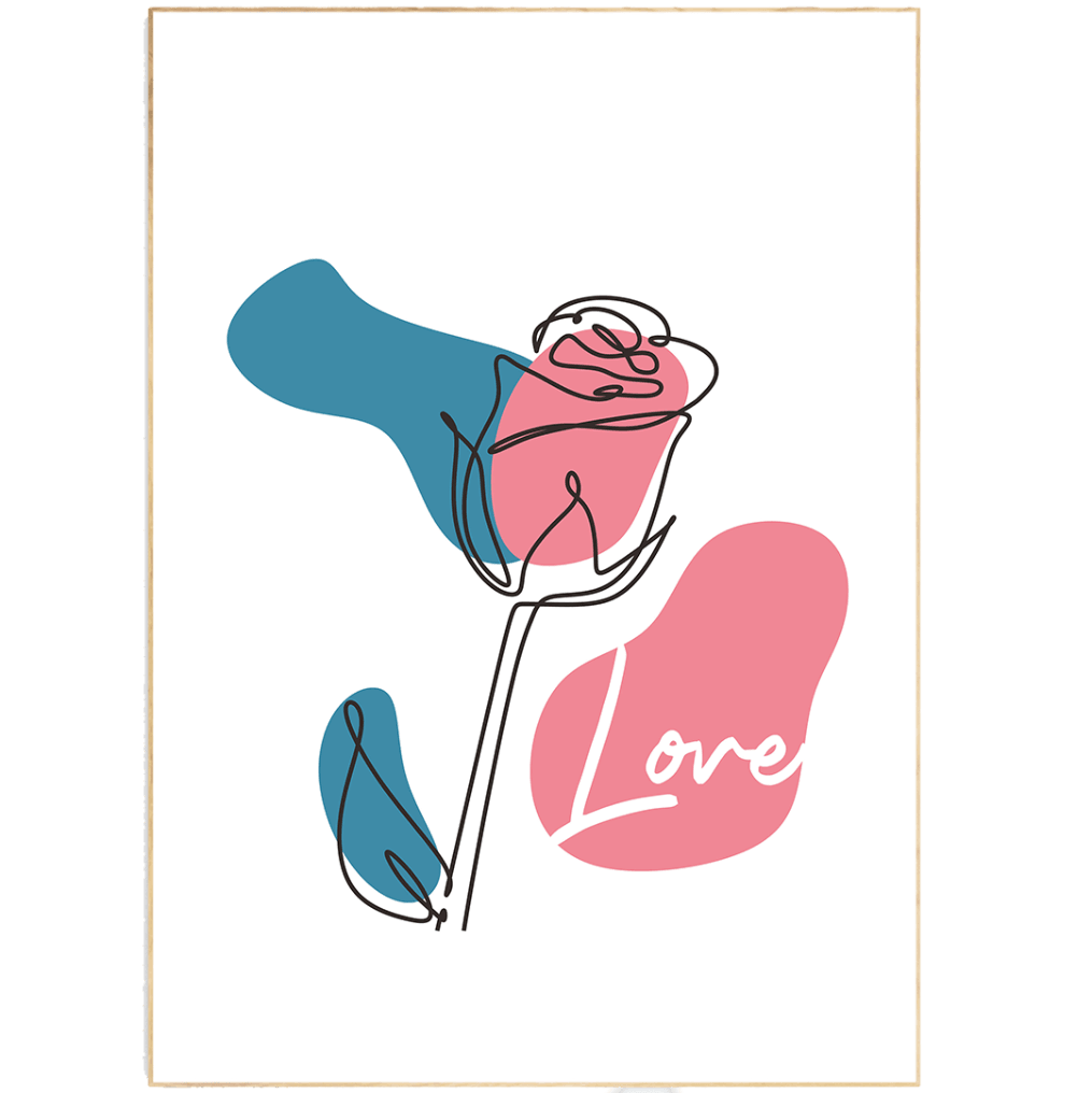 Love Red Flower Line Art Print - 98typesLine Art