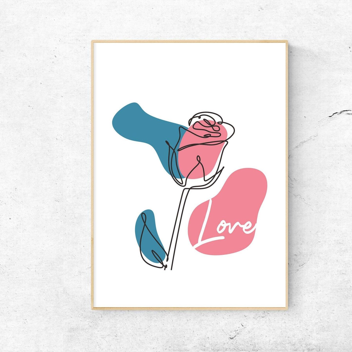 Love Red Flower Line Art Print - 98typesLine Art