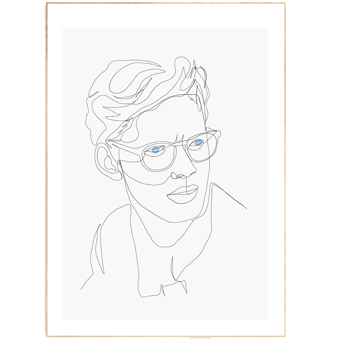 Man with glasses Line Art Print - 98types