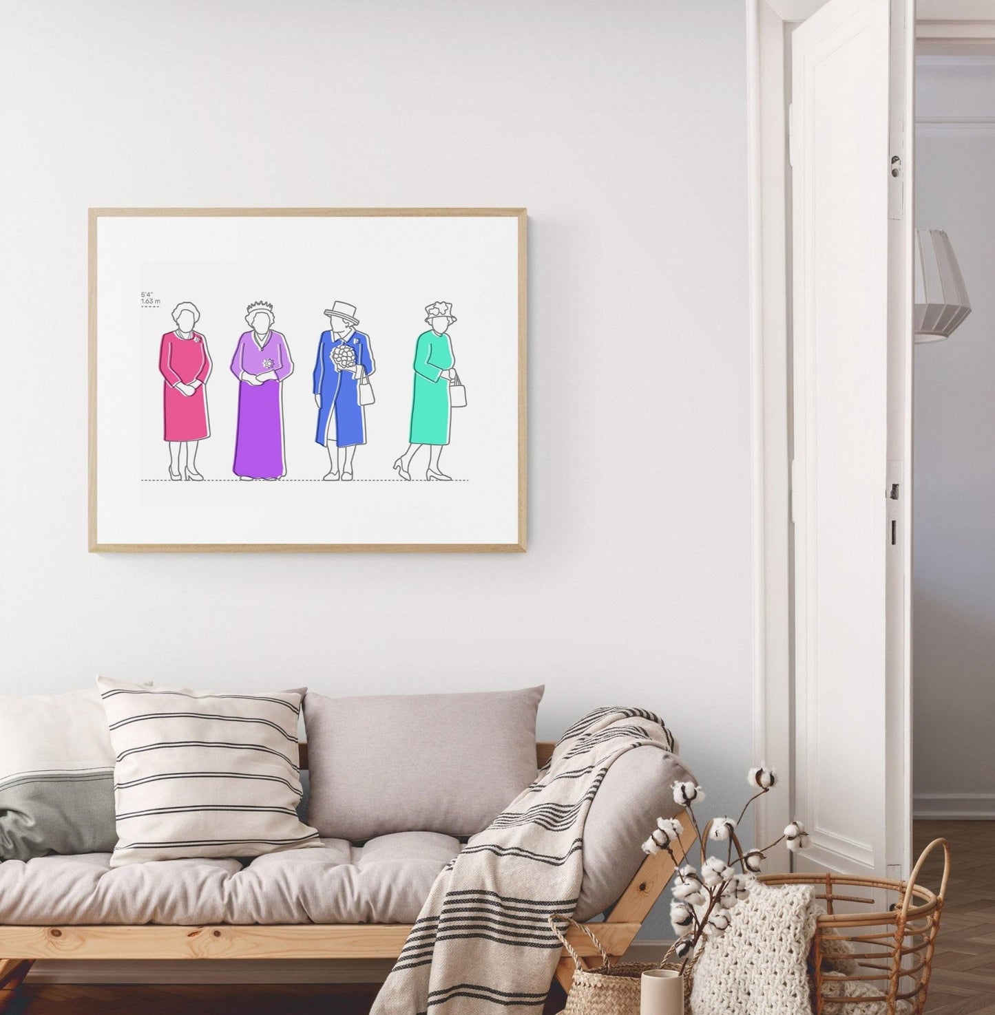 The Queen Elizabeth Silhouette Line Art Print - 98types