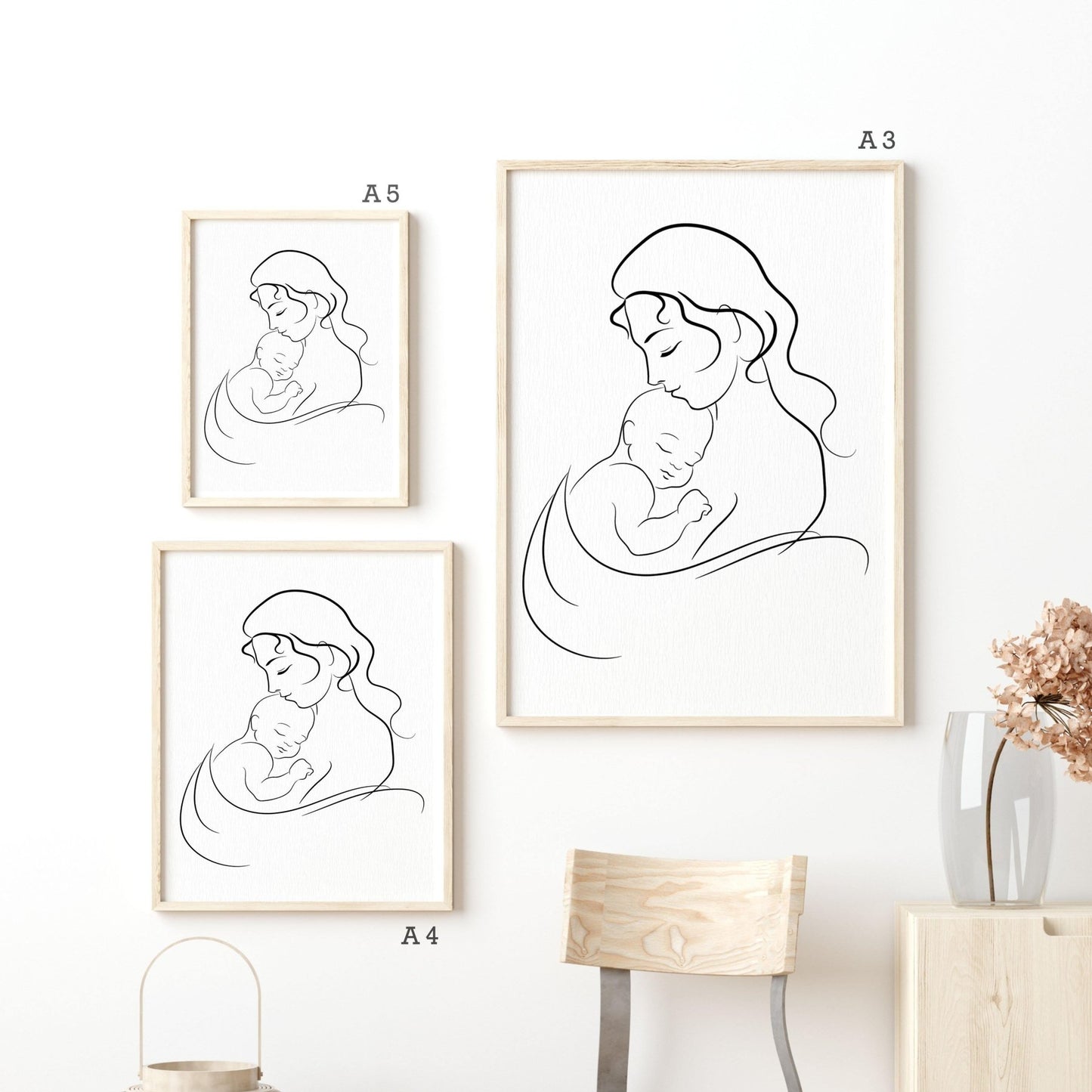Woman giving love Line Art Print - 98types