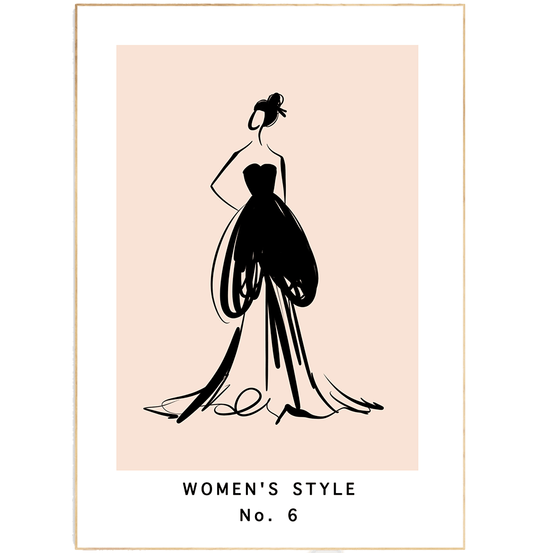 Woman Style No 6 Line Art Print - 98types