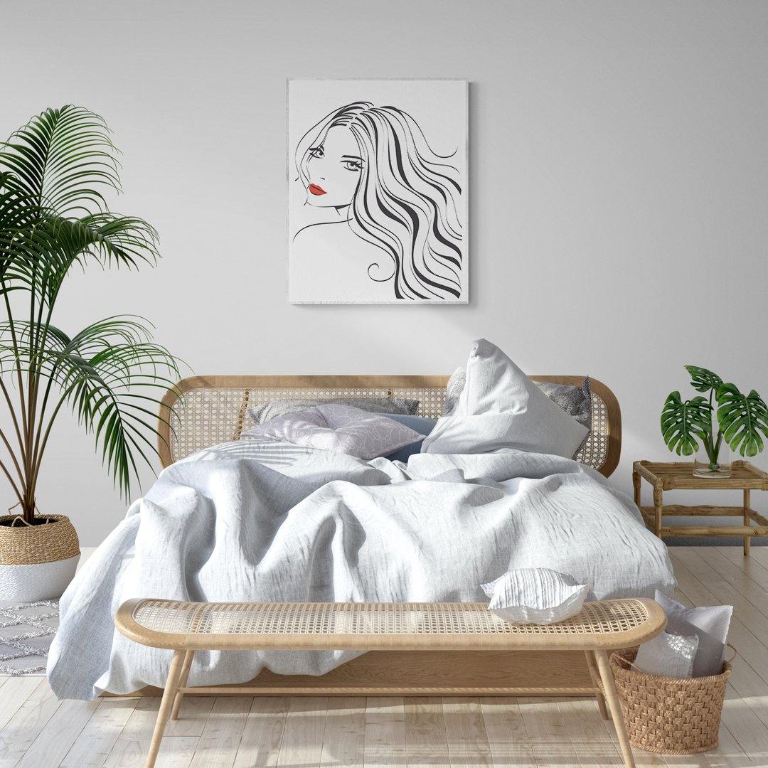 Woman with Long Hair Line Art Print - 98typesLine Art