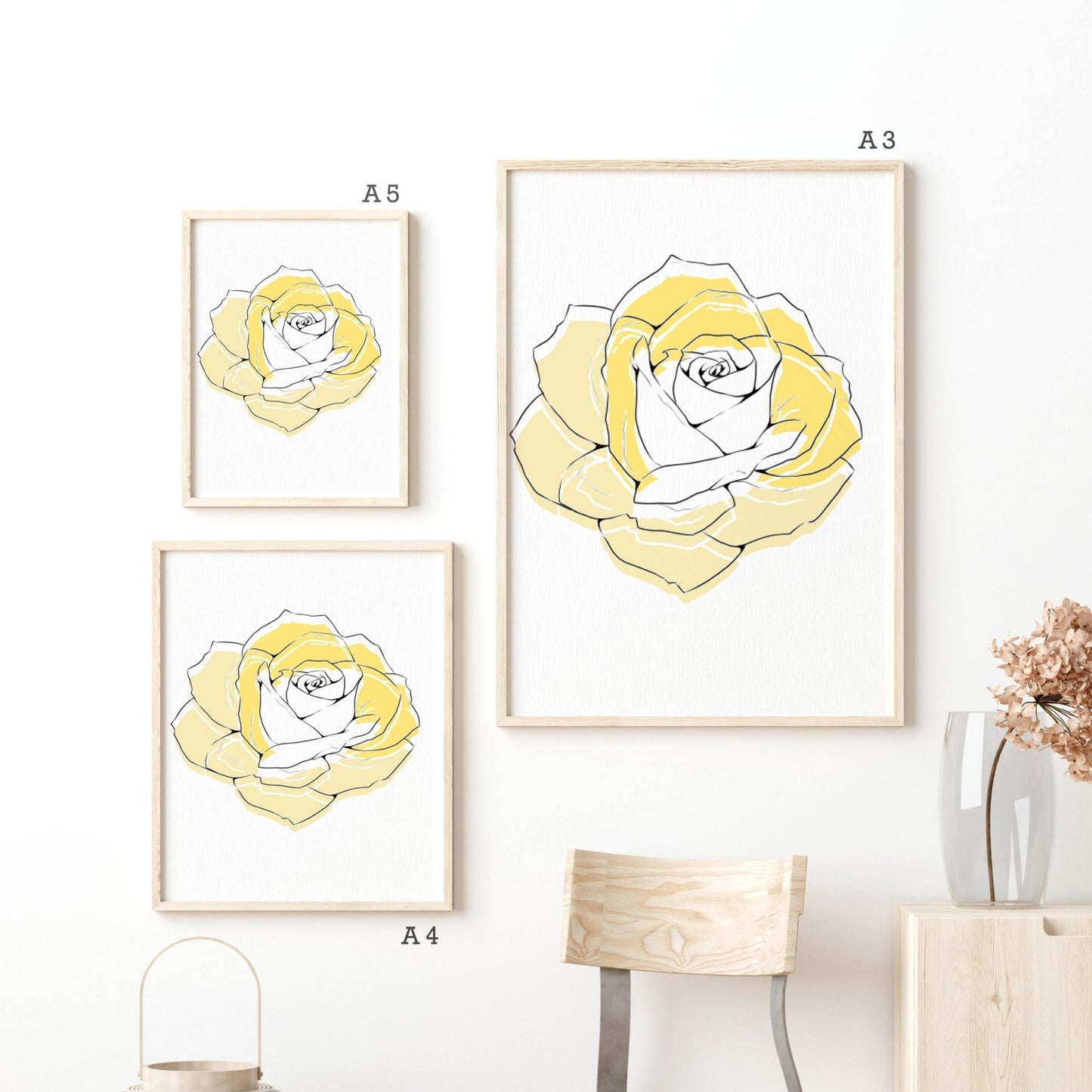Yellow flower Line Art Print - 98types