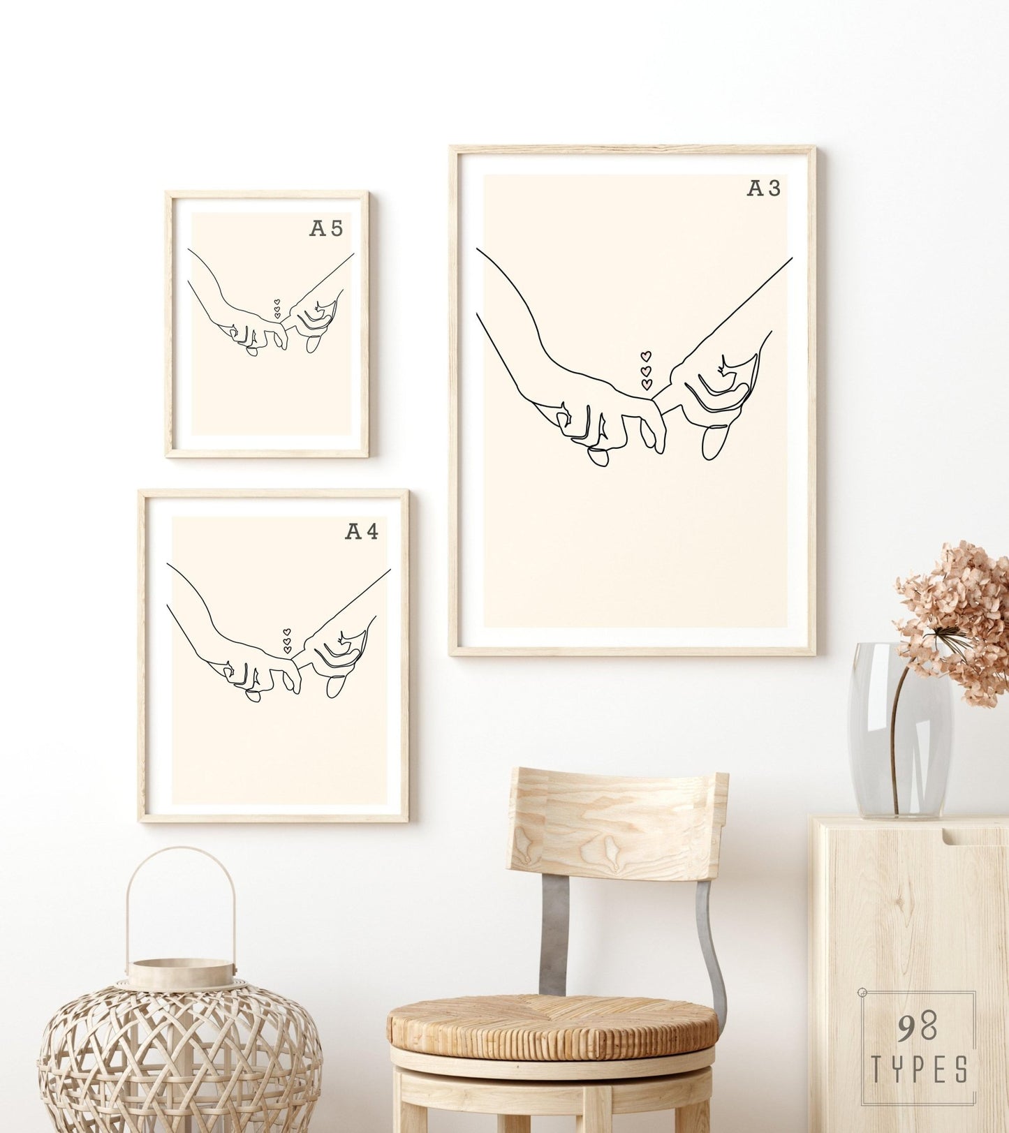 You and Me Alone Line Art Print - 98types