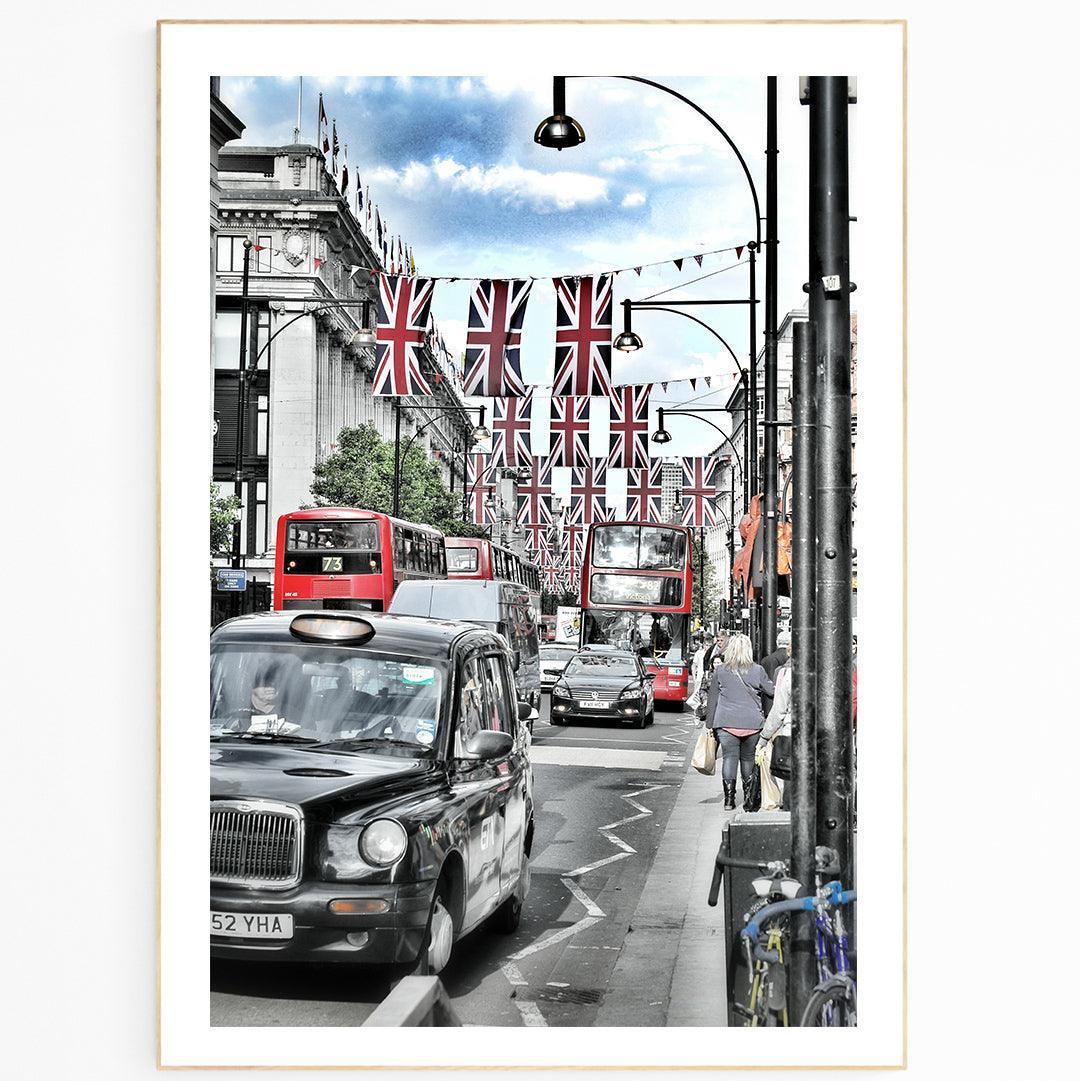 London's Oxford Street photography poster — Oxford Street shoppers lights crowds West End wall art UK - 98types