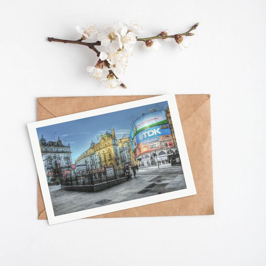 Piccadilly Circus London photography print — neon signs Eros fountain West End night lights wall art UK- 98types
