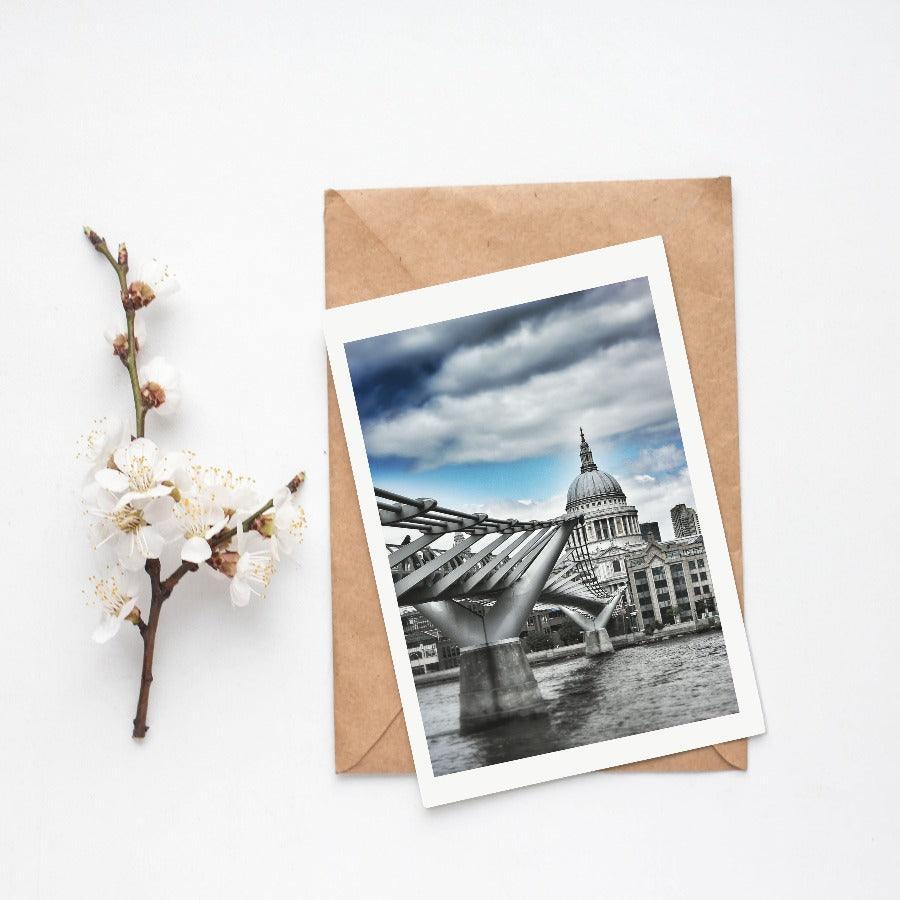 St Paul's Cathedral Millennium Bridge London photography print — Wren dome Tate Modern pedestrian bridge Thames wall art UK - 98types