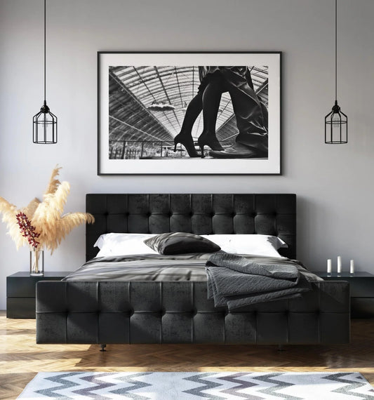 The Lovers London photography poster — romantic couple London bridge Thames cityscape silhouette wall art UK - 98types