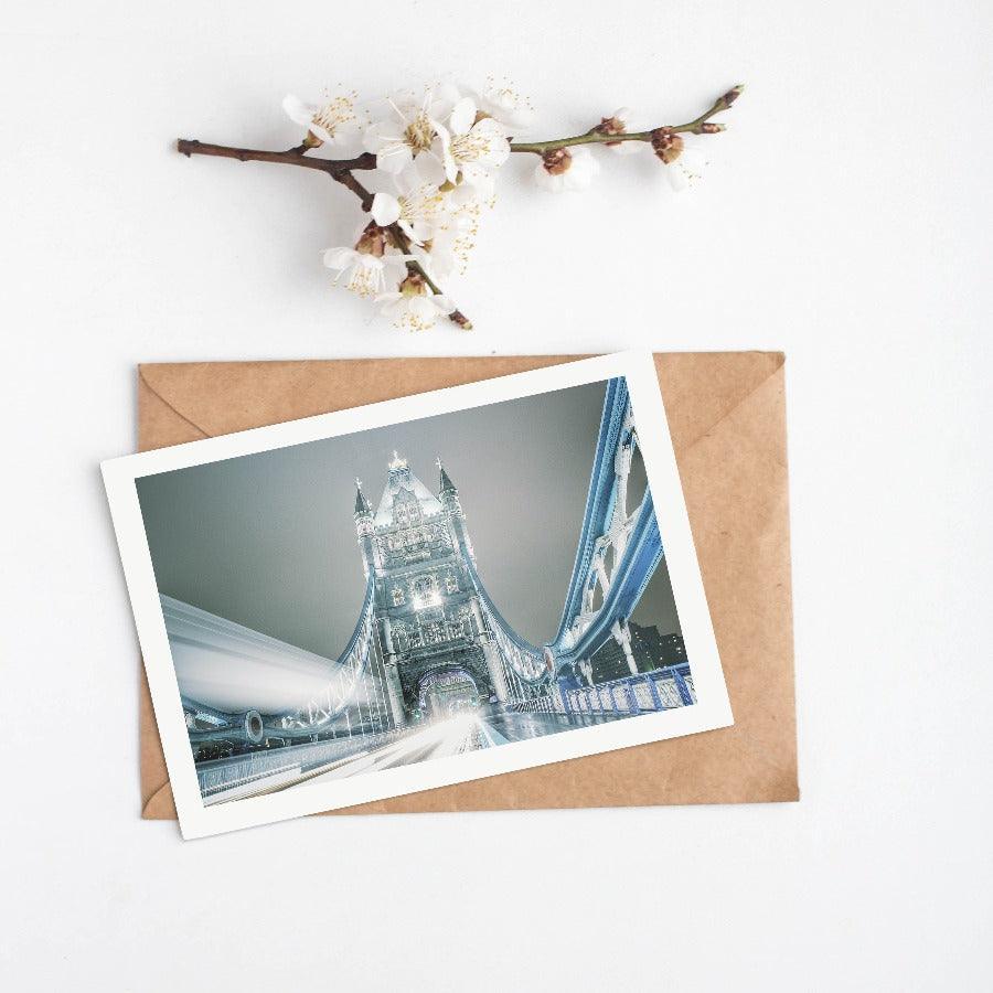 Tower Bridge Red Bus London photography print — red double decker bus crosses Tower Bridge Thames wall art UK - 98types
