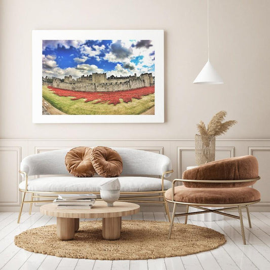 Tower of London Poppies photography print — Blood Swept Lands ceramic poppies WW1 centenary moat installation wall art UK - 98types