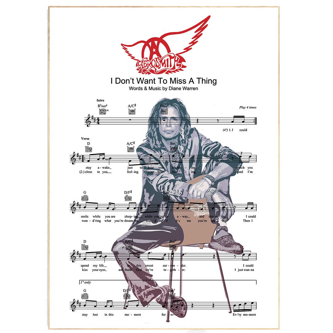 Aerosmith I Don't Want to Miss a Thing 1998 song lyric print UK — rock ballad Armageddon wall art 260gsm Camden - 98types