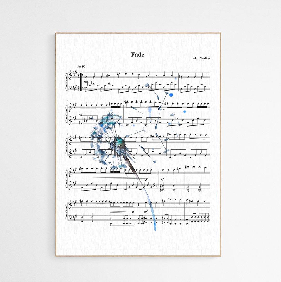 Alan Walker - Faded Theme Song Print | Sheet Music Wall Art - 98typesMusic