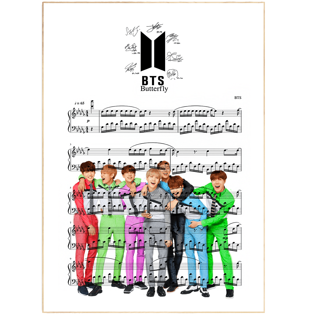 BTS Butterfly Song Print | Sheet Music Wall Art - 98typesMusic