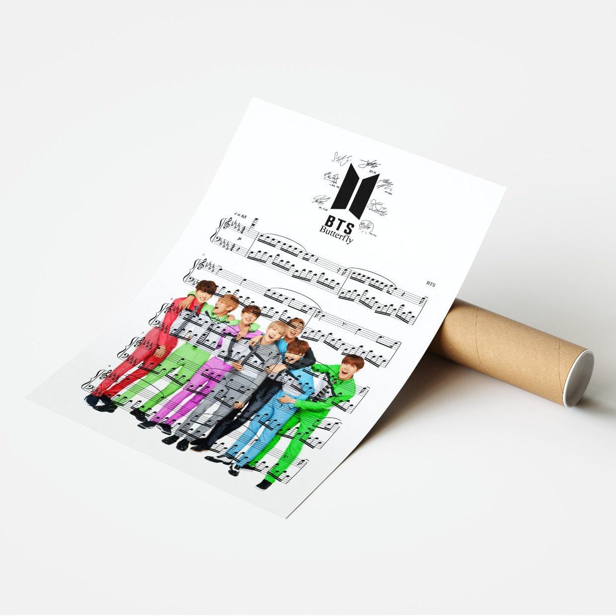 BTS Butterfly Song Print | Sheet Music Wall Art - 98typesMusic