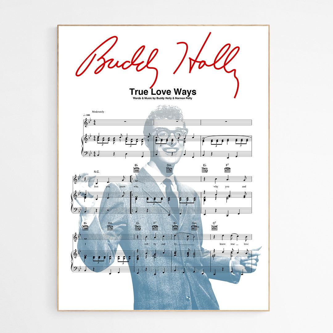 Buddy Holly true love ways Song Print - 98typesMusic
