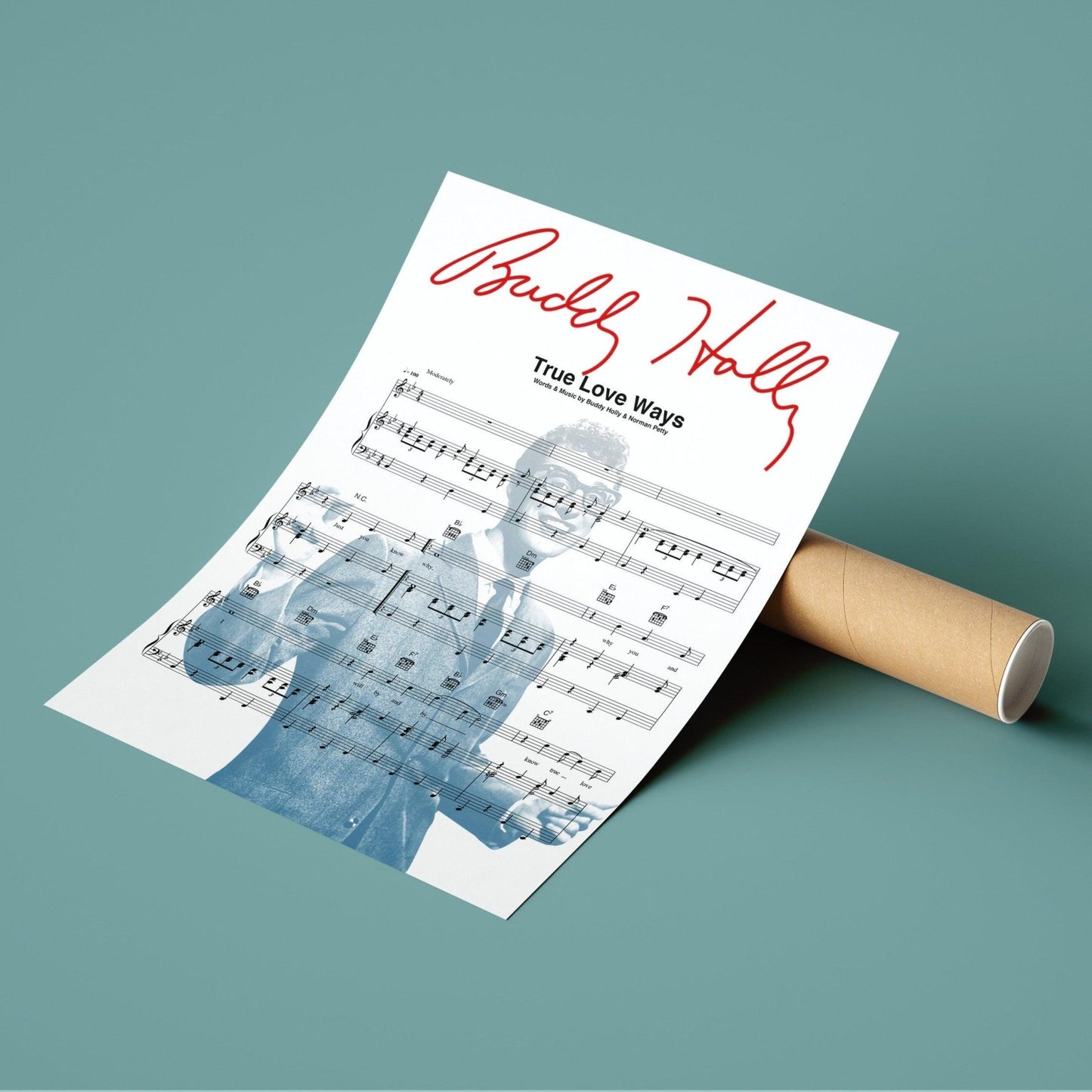 Buddy Holly true love ways Song Print - 98typesMusic