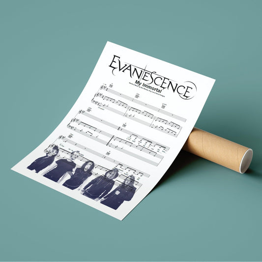 Evanescence My Immortal 2003 song lyric print UK — rock ballad wall art 260gsm archival matte Camden Market