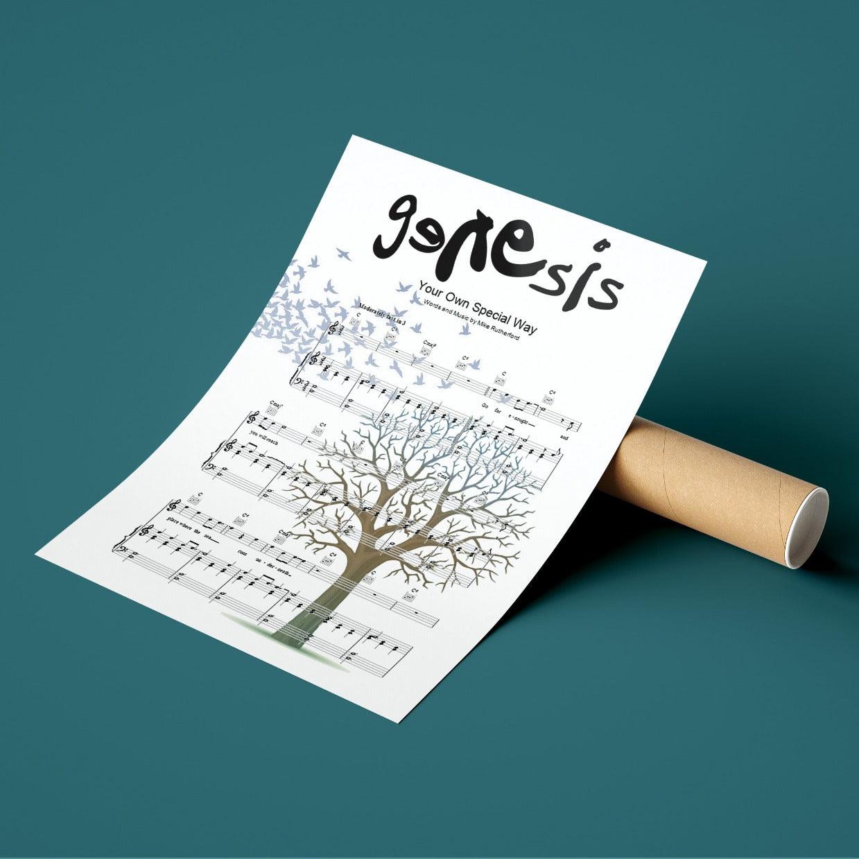 Genesis poster, Your Own Special Way print, Genesis lyric wall art, classic rock poster UK, music gift for him
