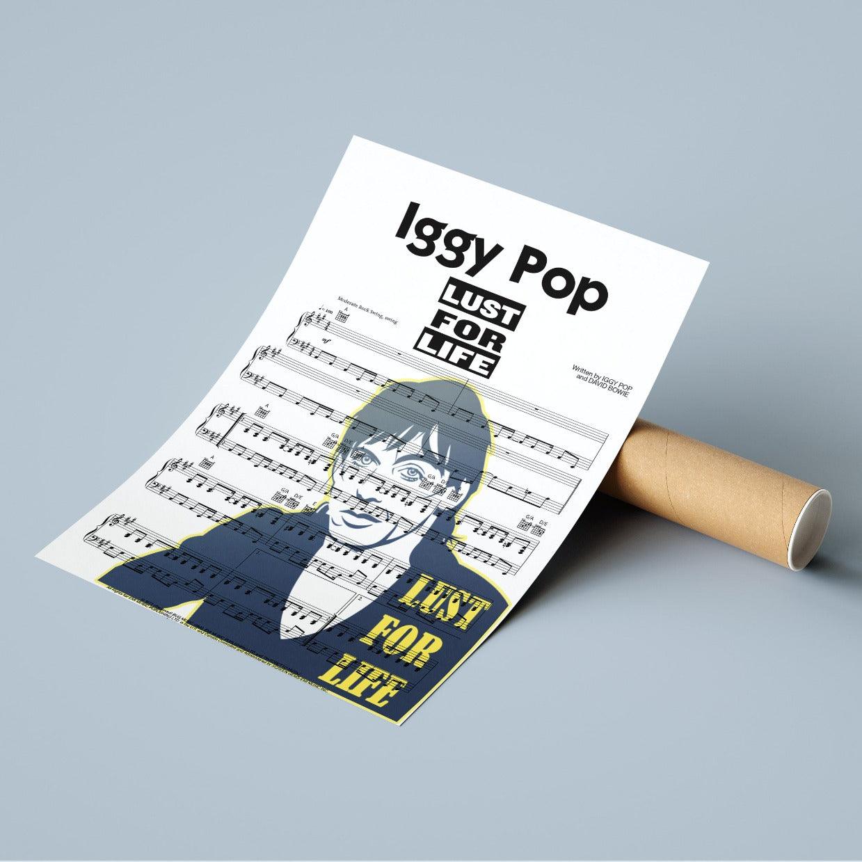 Iggy Pop Lust for Life 1977 song lyric print UK — punk rock David Bowie wall art 260gsm archival matte Camden Market
