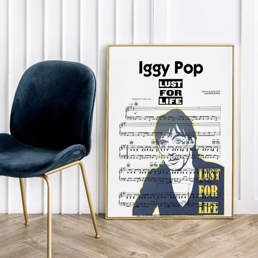 Iggy Pop Lust for Life 1977 song lyric print UK — punk rock David Bowie wall art 260gsm archival matte Camden Market